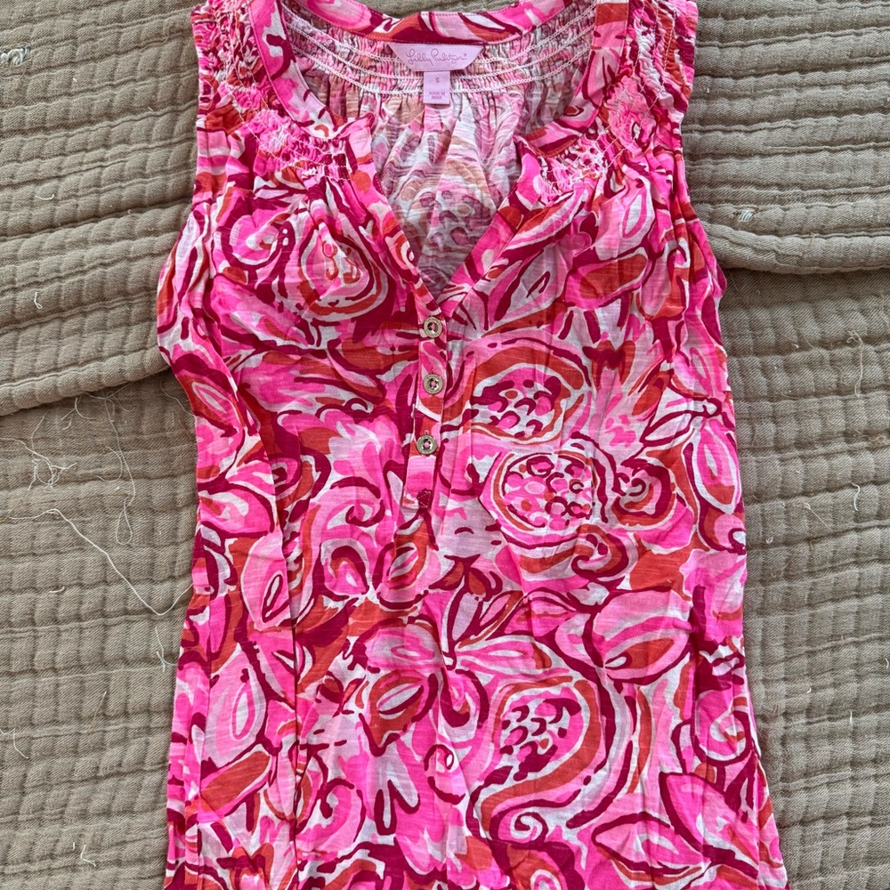Lilly Pulitzer Pink & Red Floral Sleeveless Tank